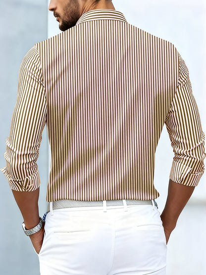 Julius | Woven-Texture Striped Long Sleeve Shirt