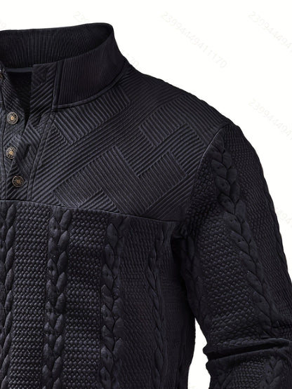 Callum | Textured Stand-Collar Henley