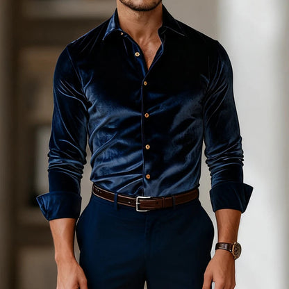 Dorian | Classic Long Sleeve Velvet Shirt