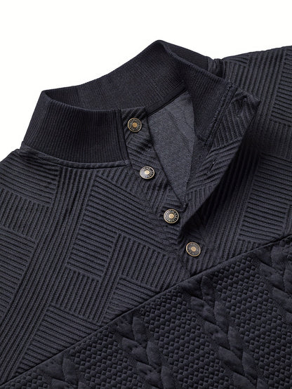 Callum | Textured Stand-Collar Henley