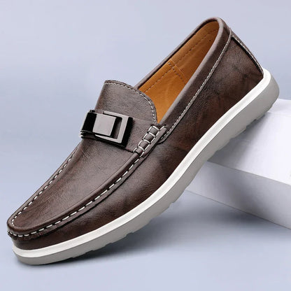 Men's Comfortable Loafers | Metal Bar Detail