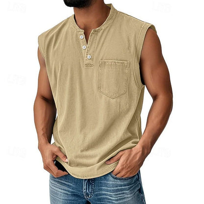 Ethan | Vintage Sleeveless Henley Top