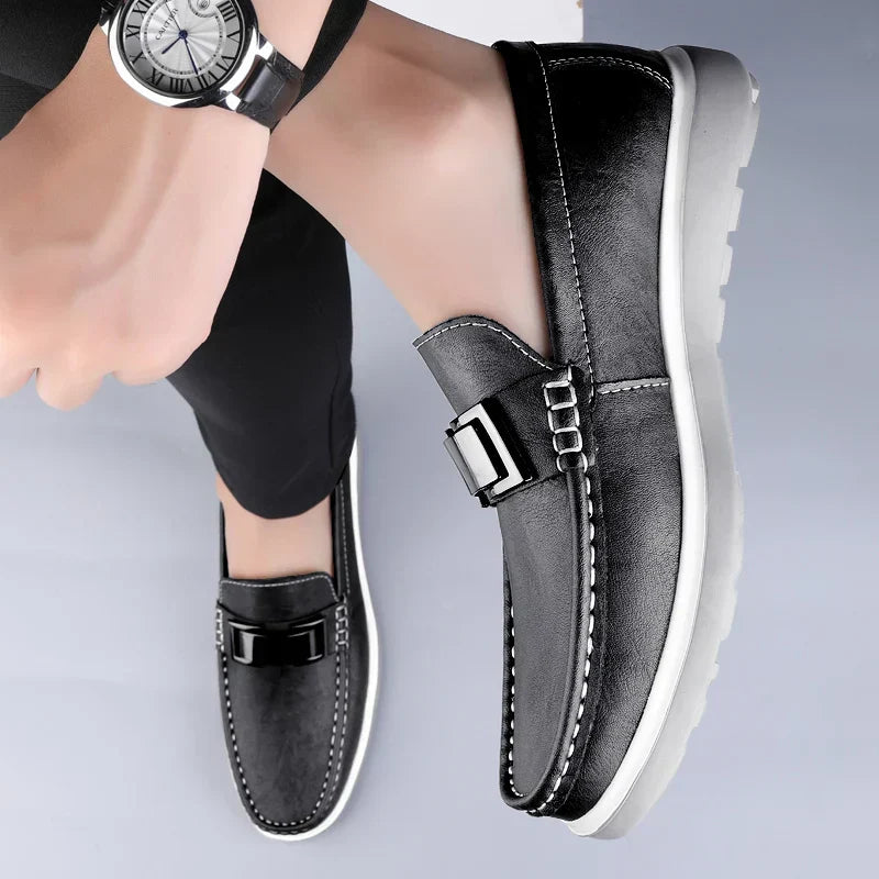 Men's Comfortable Loafers | Metal Bar Detail