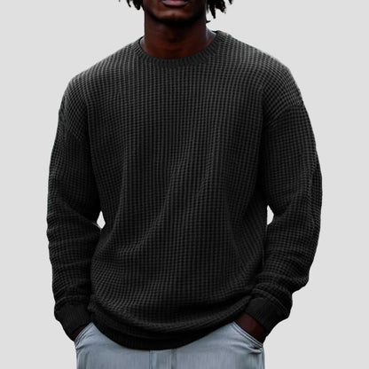 Waffle Knit Crewneck Sweater