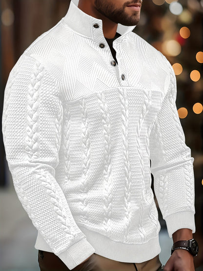 Callum | Textured Stand-Collar Henley